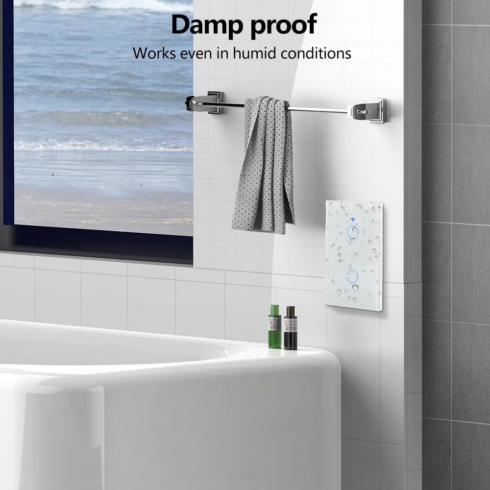 Interruptor de pared inteligente Tuya US WiFi RF433, 1/2/3 entradas, sin cable neutro, sensor táctil, interruptores de luz LED, hogar inteligente, Alexa y Google Home
