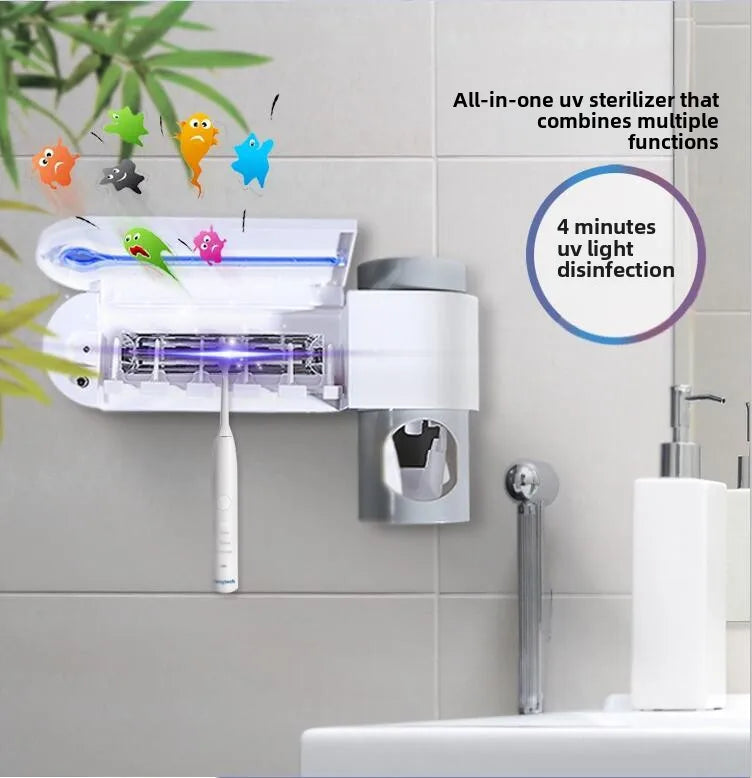 Portacepillos de dientes de pared con luz solar ultravioleta