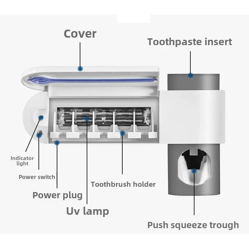 Portacepillos de dientes de pared con luz solar ultravioleta
