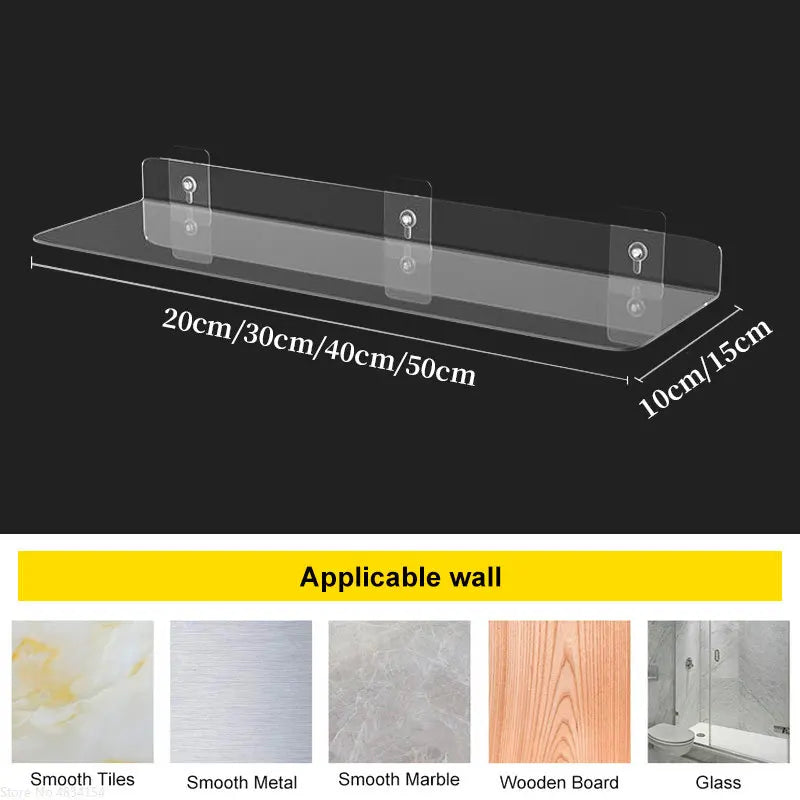 Estante de almacenamiento de acrílico transparente para pared 20-50cm