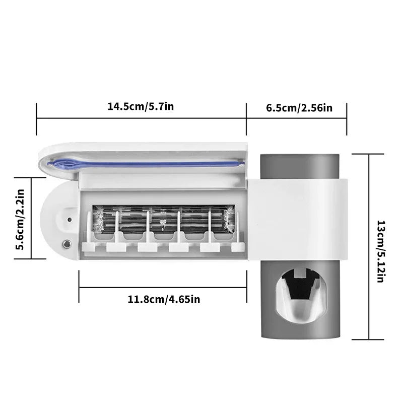 Portacepillos de dientes de pared con luz solar ultravioleta