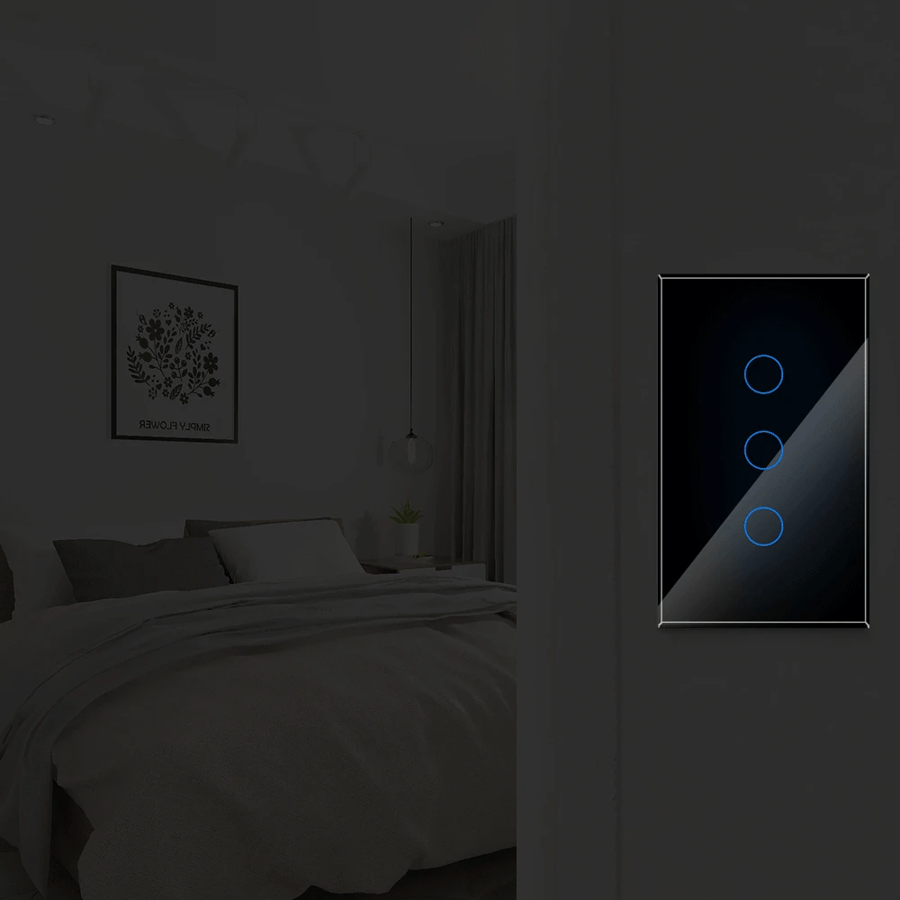 Interruptor de pared inteligente Tuya US WiFi RF433, 1/2/3 entradas, sin cable neutro, sensor táctil, interruptores de luz LED, hogar inteligente, Alexa y Google Home