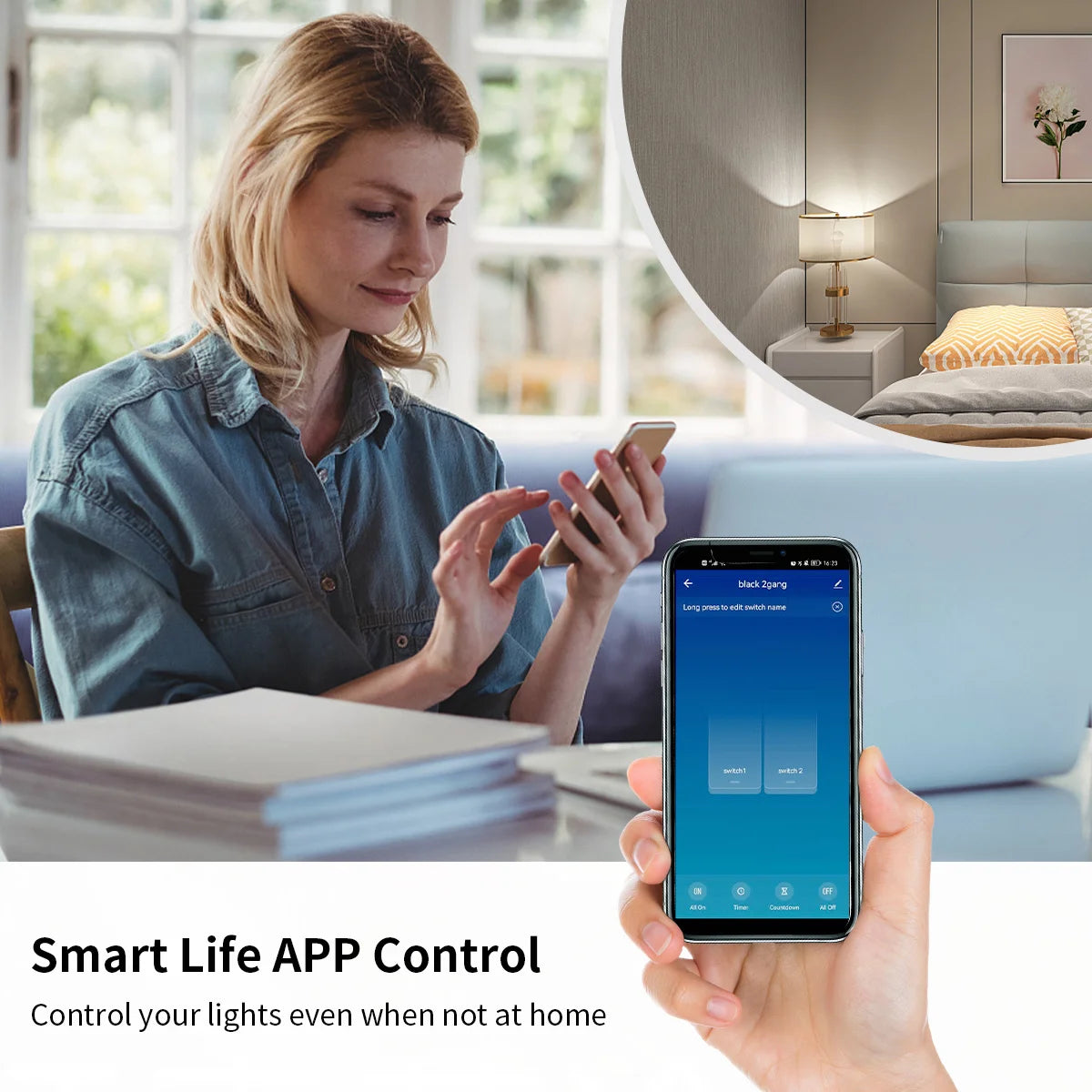 Interruptor de pared inteligente Tuya US WiFi RF433, 1/2/3 entradas, sin cable neutro, sensor táctil, interruptores de luz LED, hogar inteligente, Alexa y Google Home