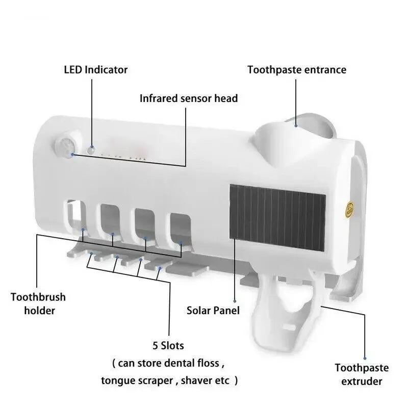 Portacepillos de dientes de pared con luz solar ultravioleta