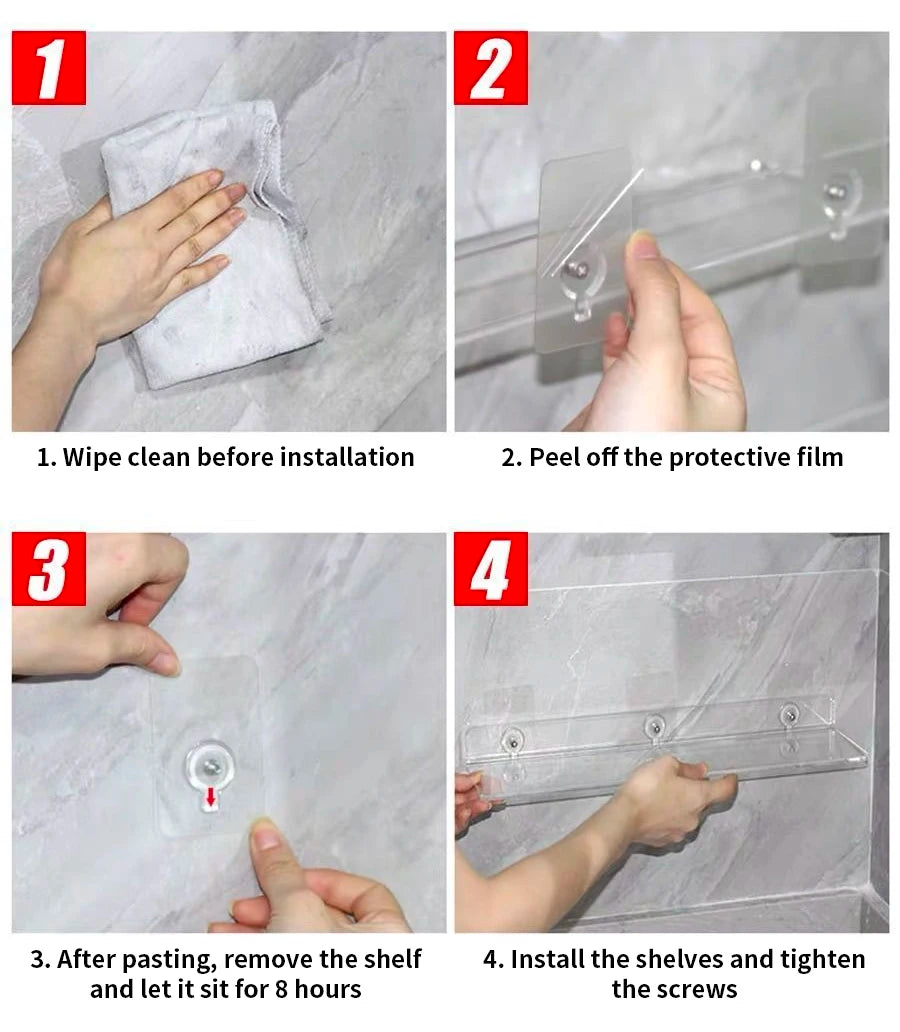 Estante de almacenamiento de acrílico transparente para pared 20-50cm